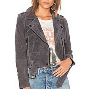 Blank NYC Charcoal Suede Leather Moto Jacket